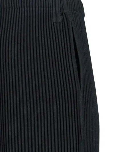 Issey Miyake Cropped Pleated Trousers For Modern Look In Black