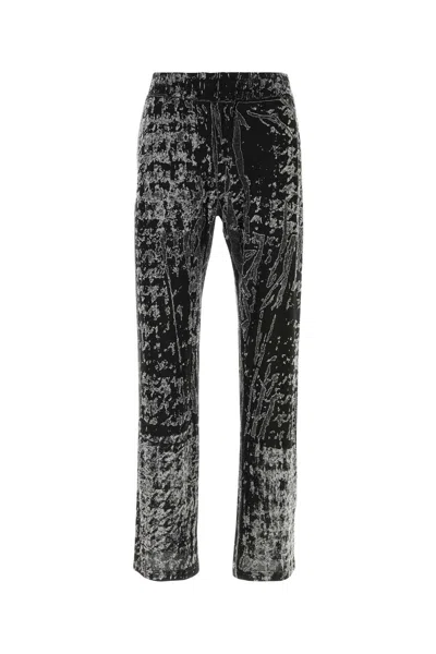 Diesel Men Embroidered Polyester Joggers In Gray
