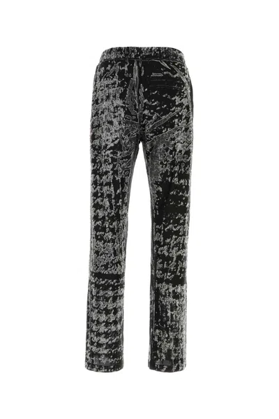 Diesel Men Embroidered Polyester Joggers In Gray