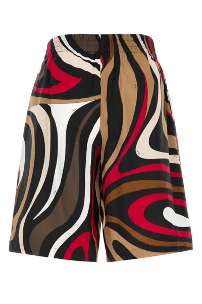 Pucci Knee Length Bermuda Shorts With Bold Print In Multi
