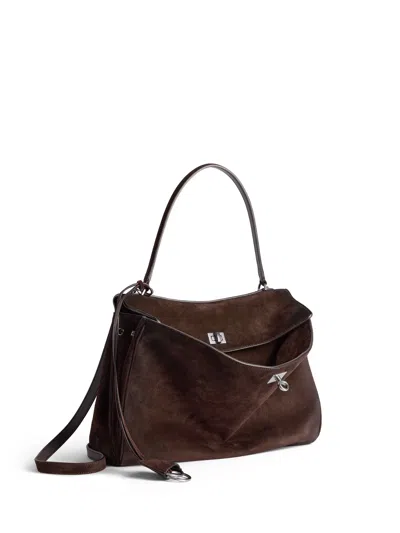 Balenciaga Rodeo Hand Medium In Waxed Suede Calfskin Bags In Burgundy