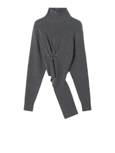 Lanvin Draped Jumper In Gray