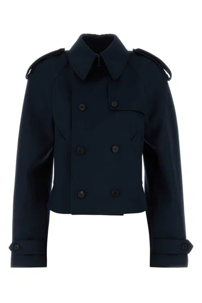 Alexander Mcqueen Alexander Mc Queen Short Double Breasted Navy Blue Jacket In Blue