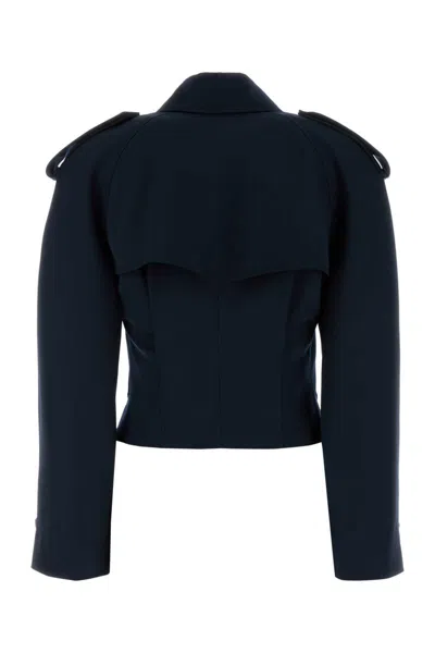 Alexander Mcqueen Alexander Mc Queen Short Double Breasted Navy Blue Jacket In Blue