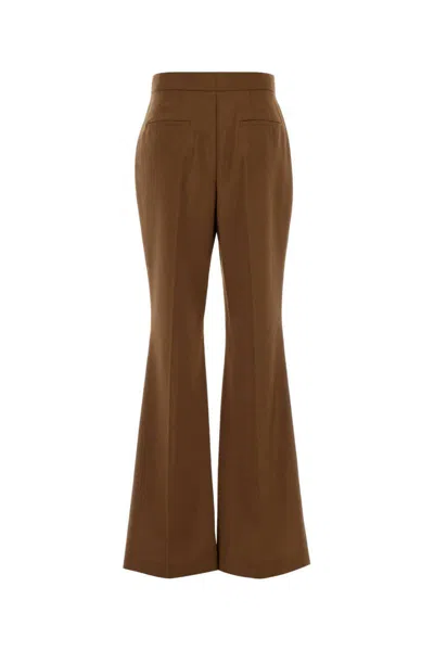 Fendi Wool Blend Flared Trousers In Brown