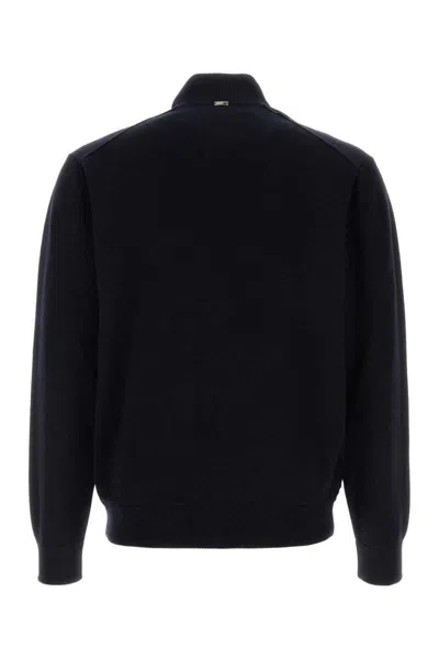 Herno Blue Button-front High-neck Cardigan In Black