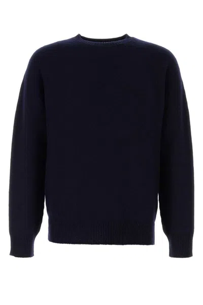 Jil Sander Men Midnight Blue Wool Blend Sweater In Blue