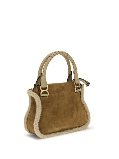 Chloé Women Suede And Shearling Leather Marcie Small Handbag In Brown