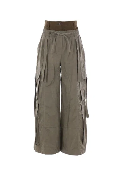 Dolce & Gabbana Dual-waistband Wide-leg Cargo Trousers In Green