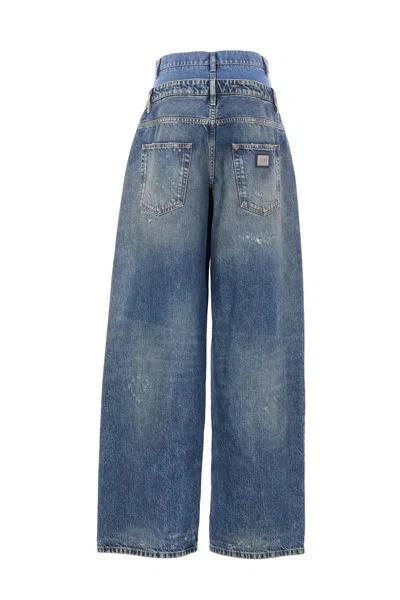 Dolce & Gabbana Double-waist Vintage Effect Jeans Clothing In Blue
