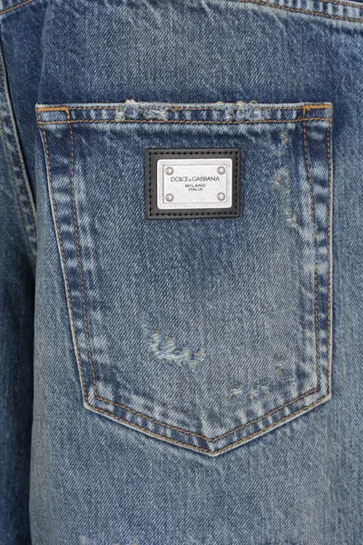 Dolce & Gabbana Double-waist Vintage Effect Jeans Clothing In Blue