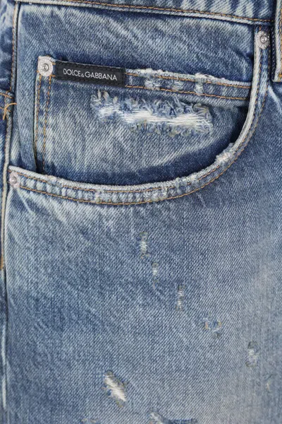 Dolce & Gabbana Double-waist Vintage Effect Jeans Clothing In Blue