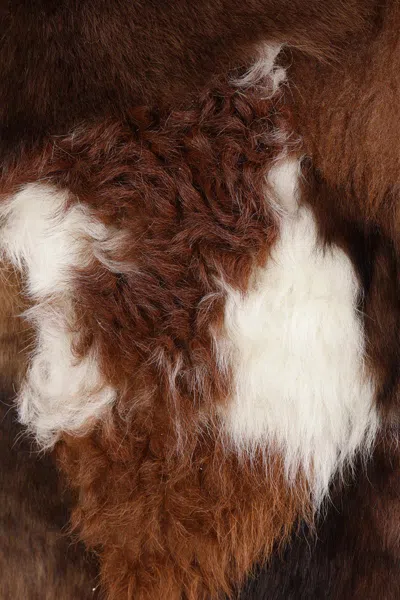 Prada Patchwork Shearling Coat In Multi