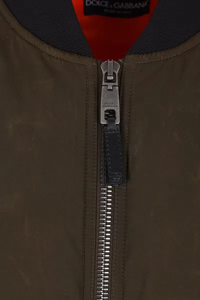 Dolce & Gabbana Down Jacket With Crewneck And Pockets In Burgundy