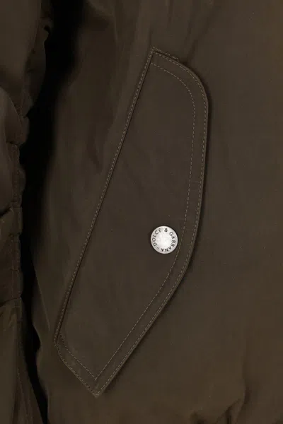 Dolce & Gabbana Down Jacket With Crewneck And Pockets In Burgundy