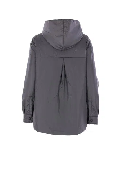 Aspesi Long-sleeved Button-up Hooded Jacket In Gray