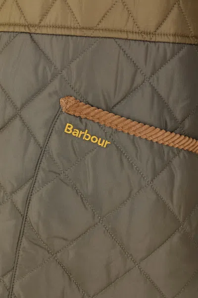 Barbour Quilted Jacket With Contrast Collar And Pockets In Green