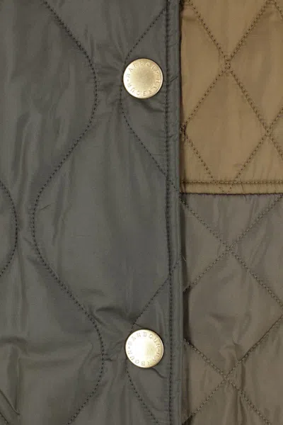 Barbour Quilted Jacket With Contrast Collar And Pockets In Green
