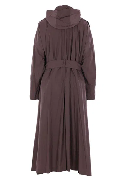 Sportmax Hooded Belted Trench Coat In Brown