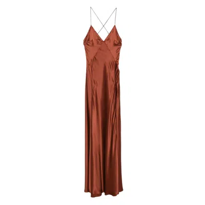 Amiri Satin Dress In Brown
