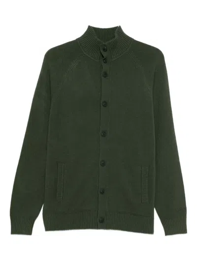 Mc2 Saint Barth Wool Turtleneck Cardigan In Green