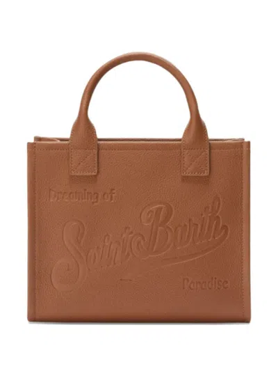 Mc2 Saint Barth Mini Vanity Embossed Top Handle Tote Bag In Brown