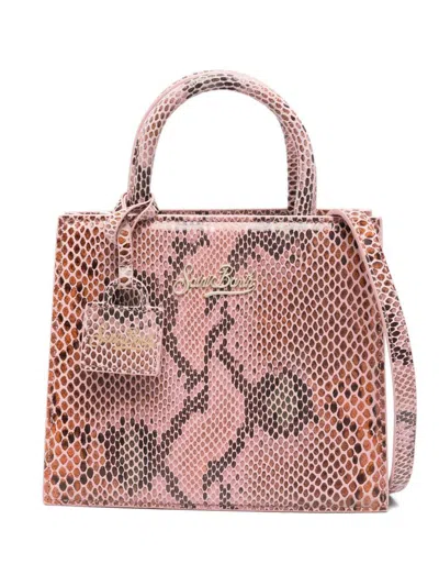 Mc2 Saint Barth Snakeskin Top Handle Tote Bag In Pink
