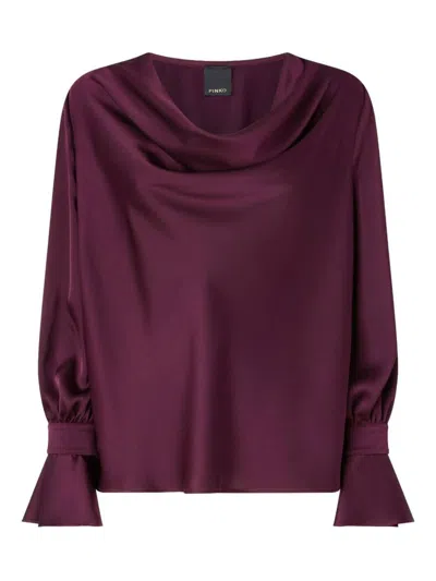 Pinko Filipa Draped-neck Blouse In Purple