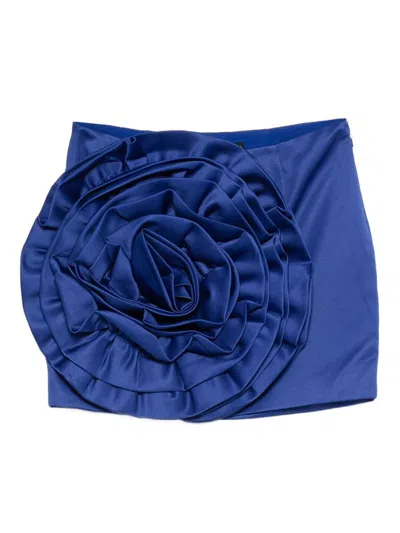 Rotate Birger Christensen Blue Miniskirt With Flower Applique Rotate In Blue