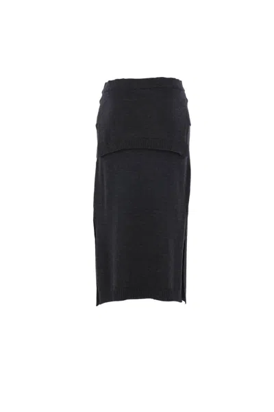 Lemaire Midi Skirt With Self-tie Belt In Black