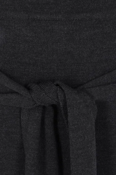 Lemaire Midi Skirt With Self-tie Belt In Black