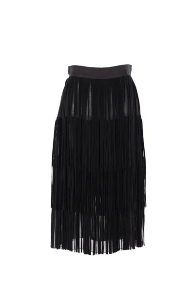 Dolce & Gabbana Silk Organza Midi Skirt In Black