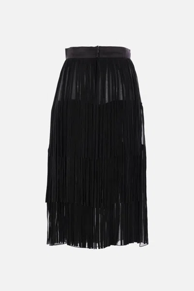 Dolce & Gabbana Silk Organza Midi Skirt In Black