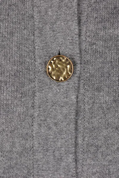 Totême Womens Grey Melange Hammered Button Round-neck Wool-blend Cardigan Xs In Gray