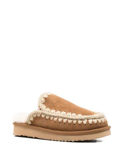 Mou Cognac Clog Eskimo Platform Mules In Multi