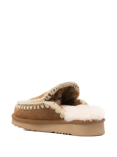 Mou Cognac Clog Eskimo Platform Mules In Multi