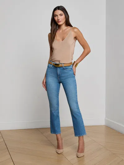 L'agence Mira Cropped Bootcut Jean In Brown