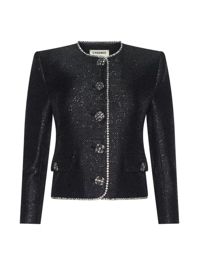 L'agence Zell Sequined Tweed Jacket In Multi