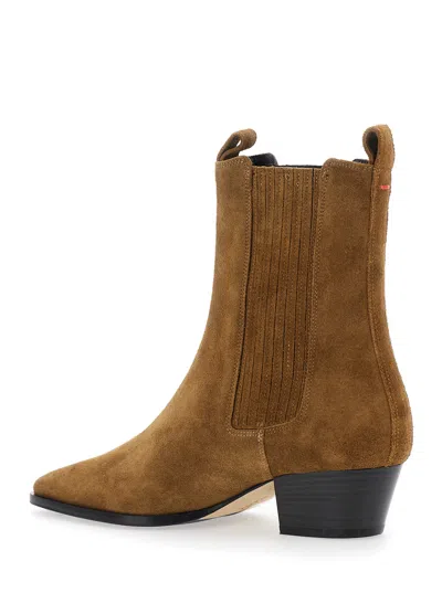 Aeyde Women Beige Ankle Boots With Elastic Side Panel In Suede Woman In Multi