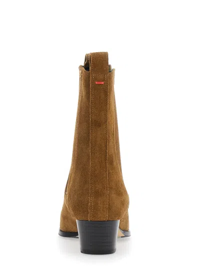 Aeyde Women Beige Ankle Boots With Elastic Side Panel In Suede Woman In Multi
