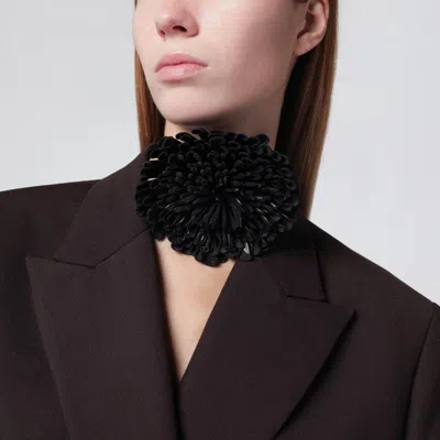 Alaïa Alaia Black Leather Flower Choker Women In Black