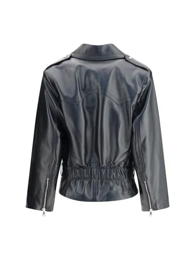 Alessandra Rich Women Leather Biker Jacket In Black