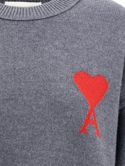 Ami Alexandre Mattiussi Ami Paris Women Ami De Coeur Sweater In Gray