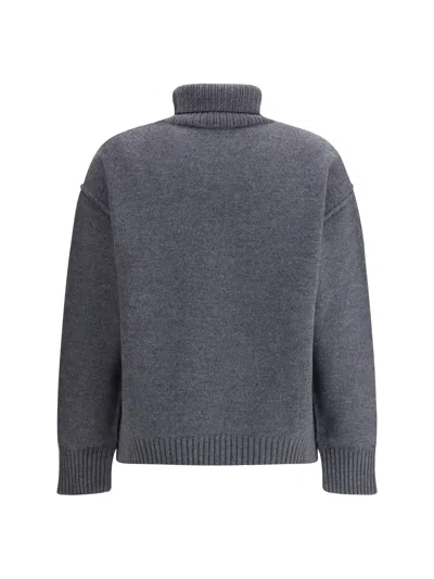 Ami Alexandre Mattiussi Ami Paris Women Ami De Coeur Turtleneck Sweater In Gray