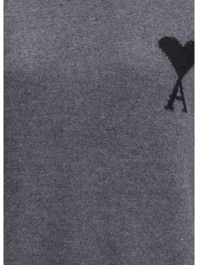 Ami Alexandre Mattiussi Ami Paris Women Ami De Coeur Turtleneck Sweater In Gray