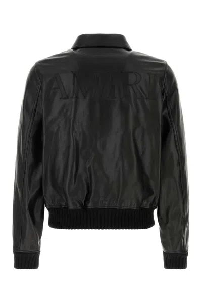 Amiri Men Black Leather Jacket In Black