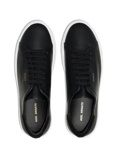 Axel Arigato 90 Clean Black Low Top Sneakers With Logo Lettering On The Side In Leather Man In Multi