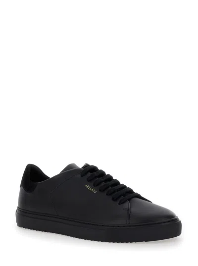 Axel Arigato Men 'clean 90' Black Low Top Sneakers With Laminated Logo In Leather Man In Multi