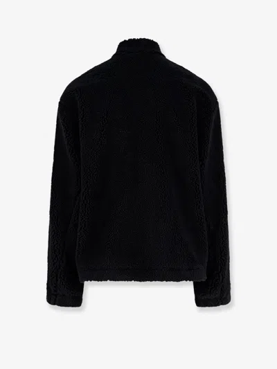 Balenciaga Oversized Fleece Texture High Neck Jacket In Black