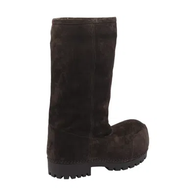 Balenciaga Suede Mid-calf Chunky Sole Ankle Boots In Brown